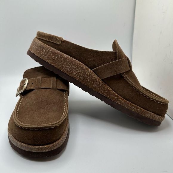 CUSHIONAIRE Women's Genuine Leather Cork Footbed Clog with +Comfort 8.5 BROWN - Picture 6 of 7